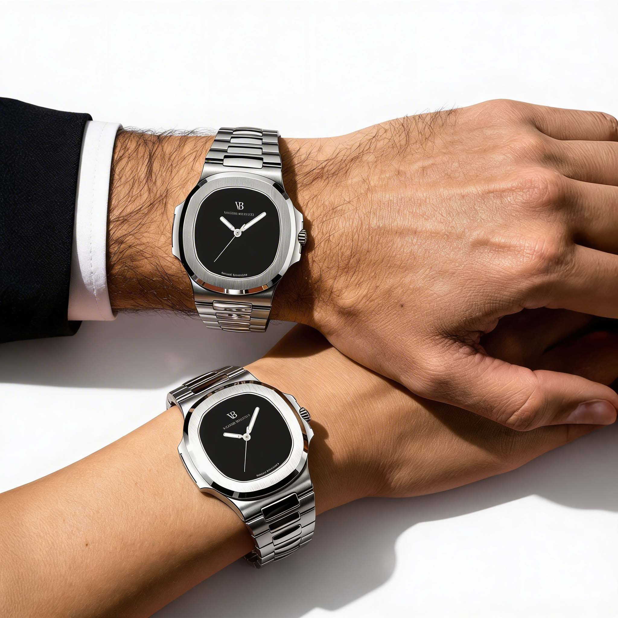 Valeria Bellucci Black Gemstone Couple Watches
