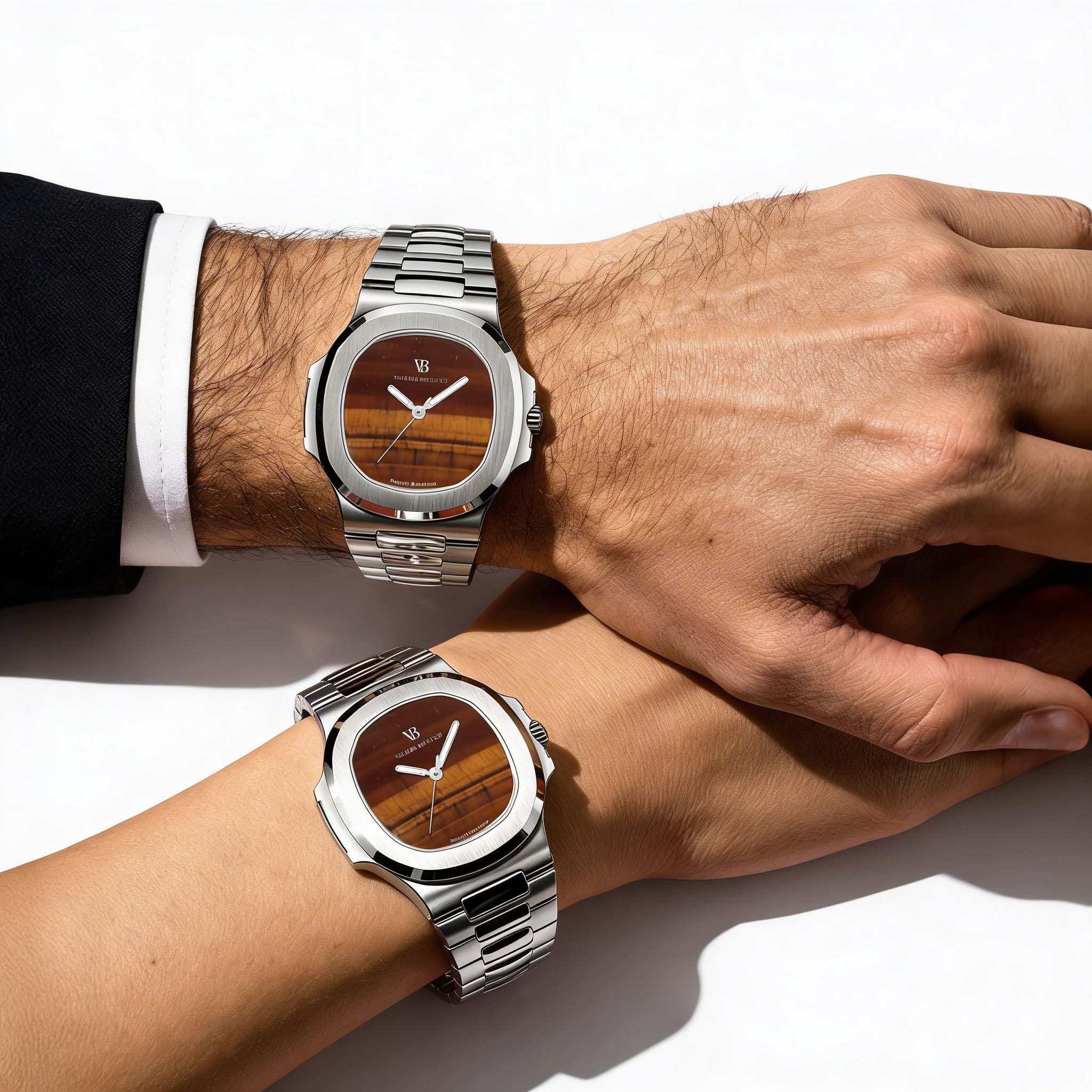 Valeria Bellucci Brown Gemstone Couple Watches
