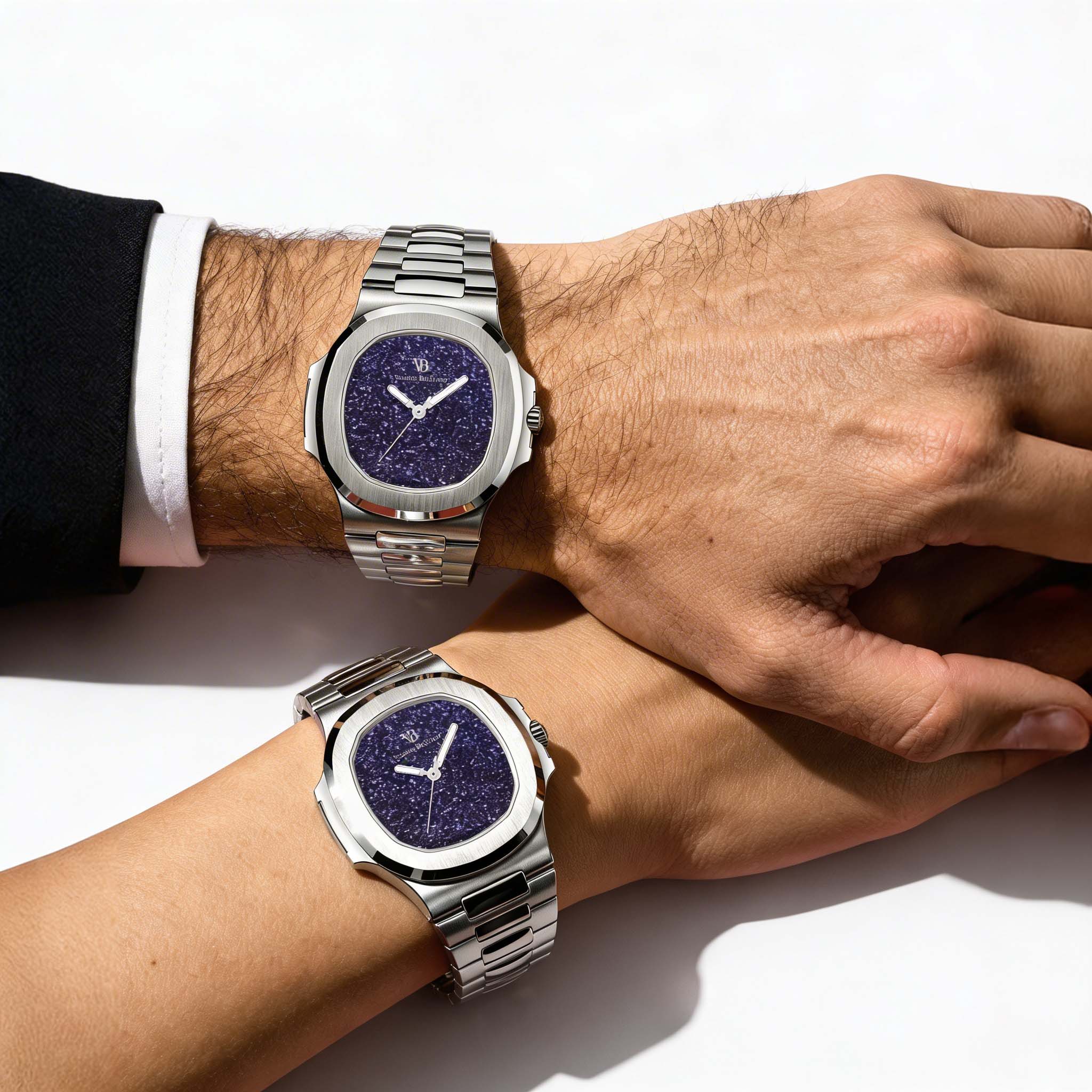 Valeria Bellucci Navy Blue Gemstone Couple Watches