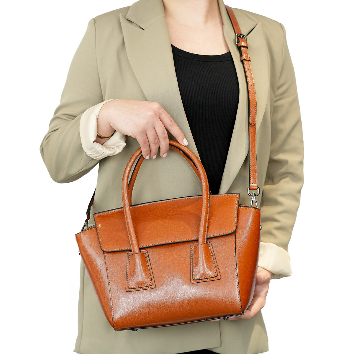 Glamour Grove Satchel Leather Bag for Women