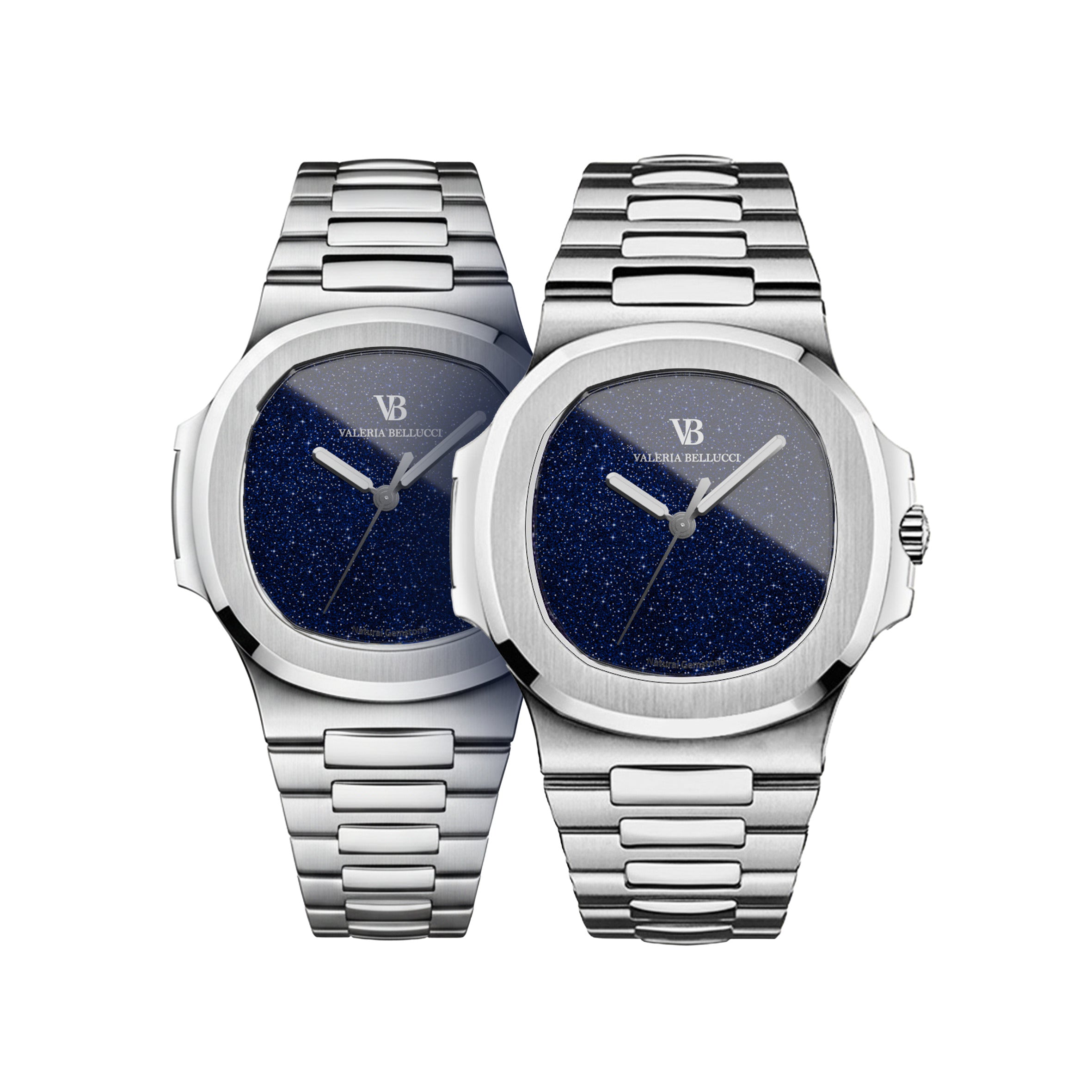 Valeria Bellucci Navy Blue Gemstone Couple Watches