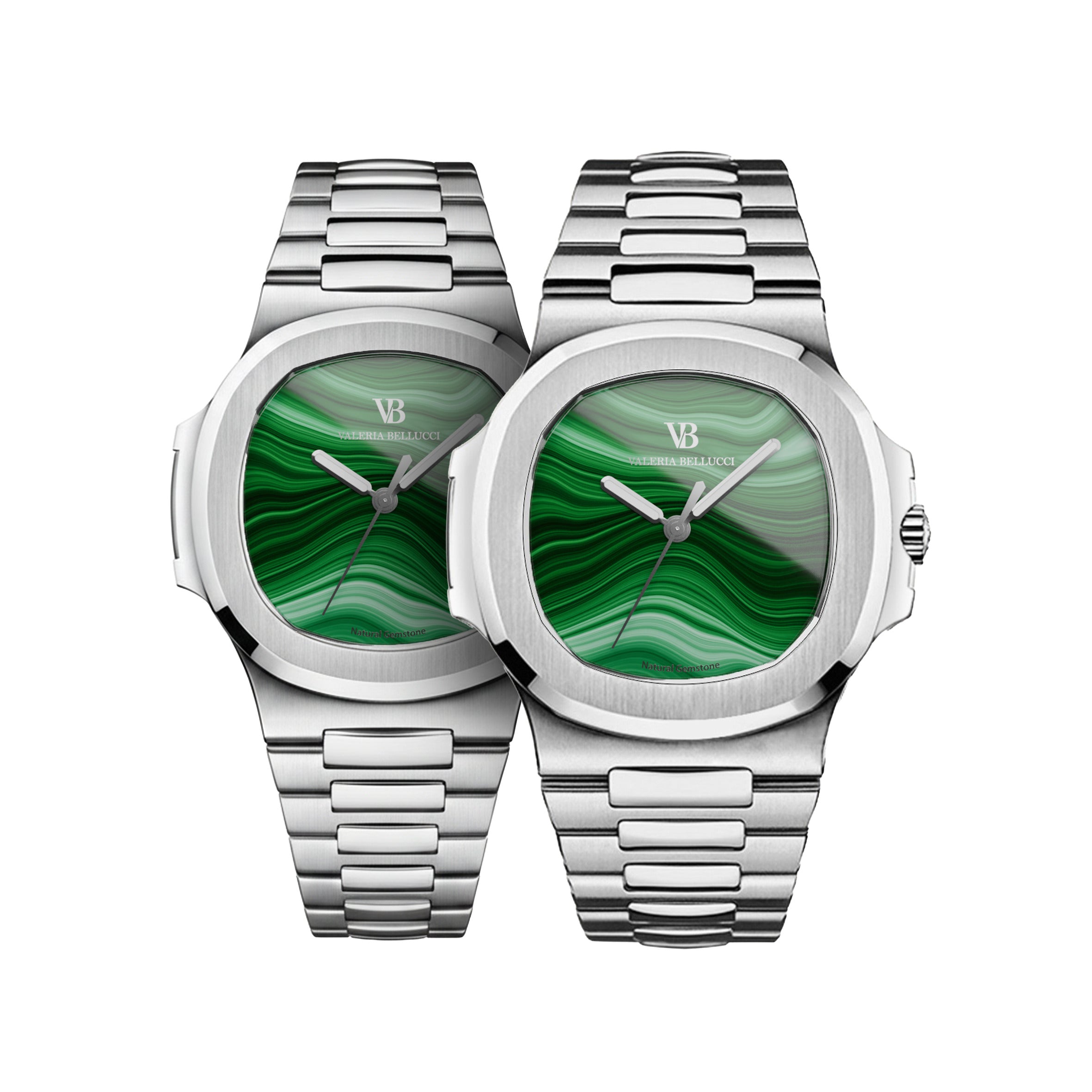 Valeria Bellucci Green Gemstone Couple Watches